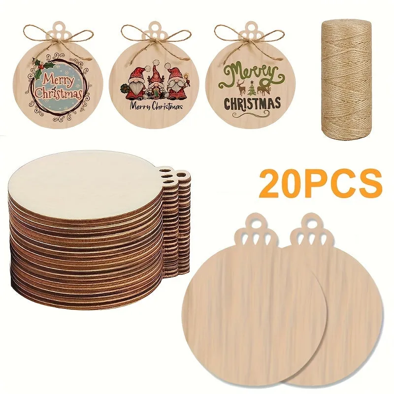 10 Wooden Discs with Rope for Crafts Decor and Marking