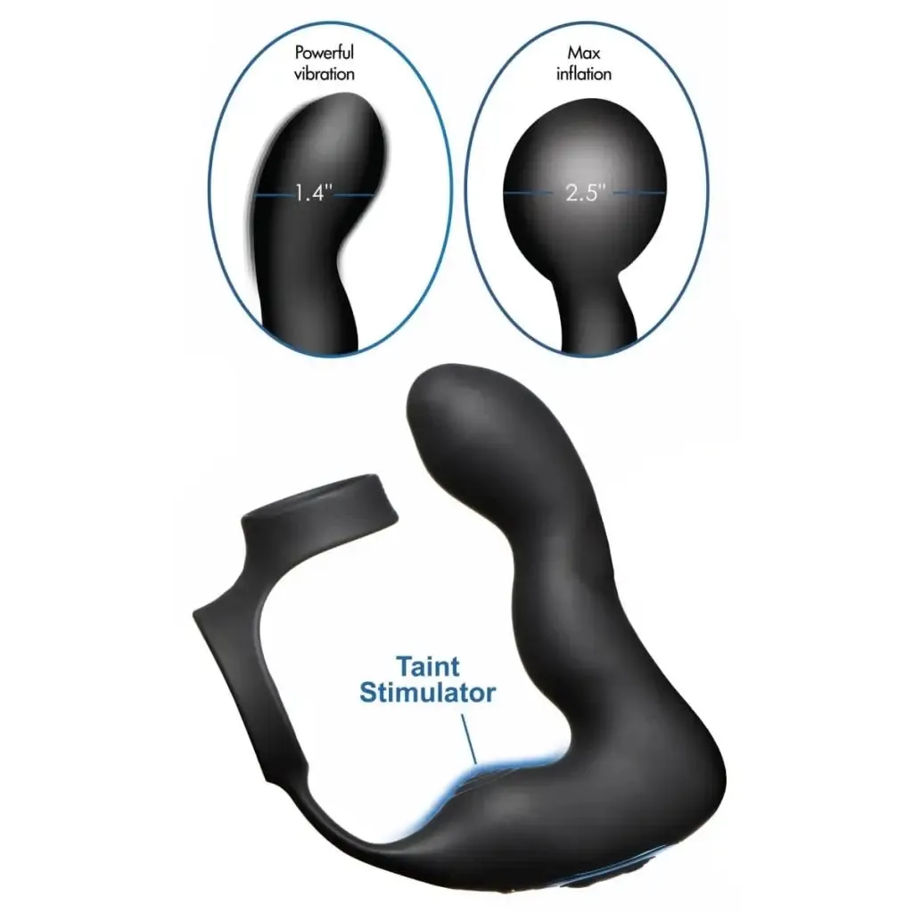 10x Inflatable And Vibrating Prostate Plug With Cock And Ball Ring