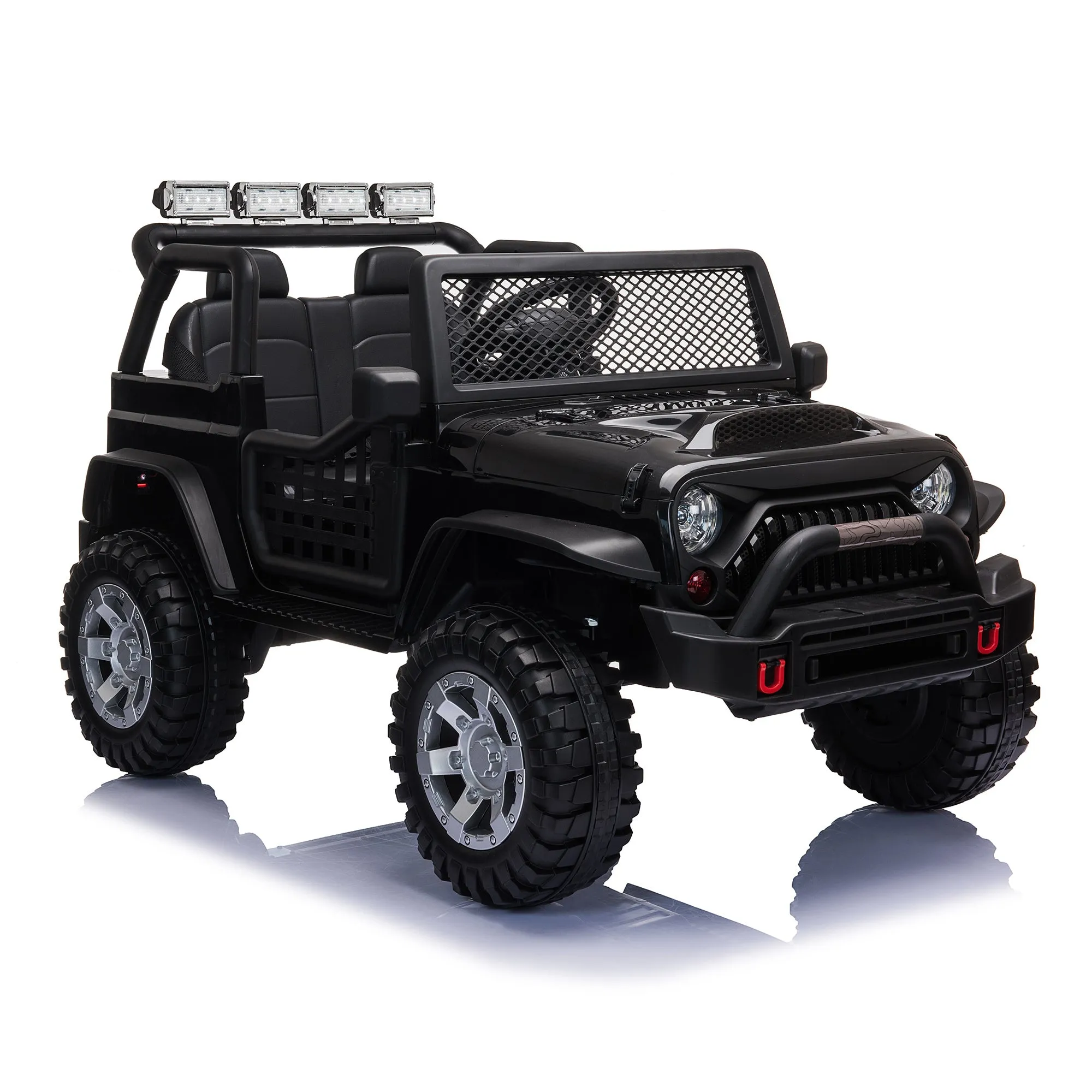 12V kids Ride On Jeep with Remote Control, Electric Car for Kids 3-8 Years, 3 Speeds, LED Lights, MP3 Player - Black