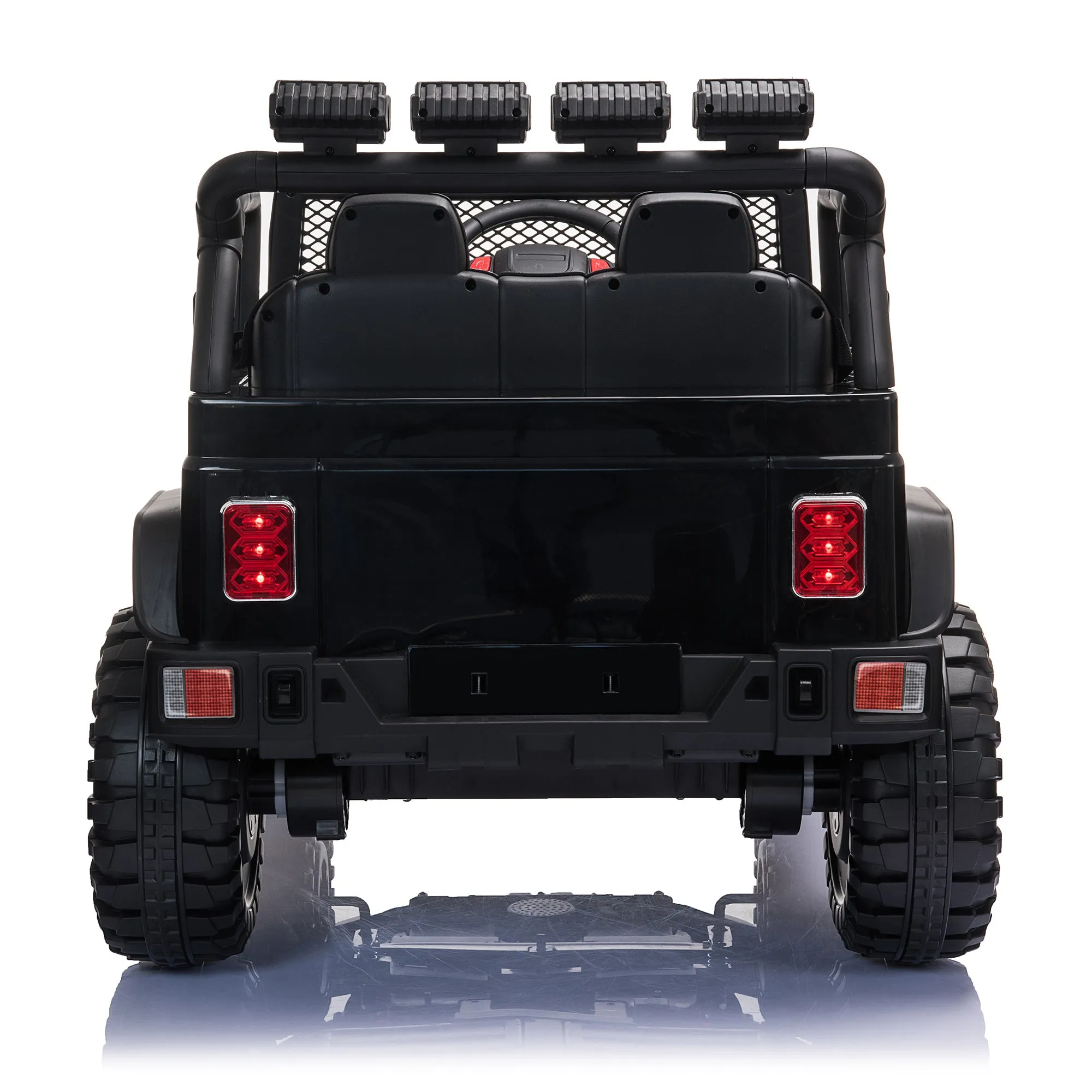 12V kids Ride On Jeep with Remote Control, Electric Car for Kids 3-8 Years, 3 Speeds, LED Lights, MP3 Player - Black