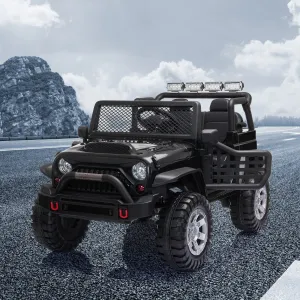 12V kids Ride On Jeep with Remote Control, Electric Car for Kids 3-8 Years, 3 Speeds, LED Lights, MP3 Player - Black