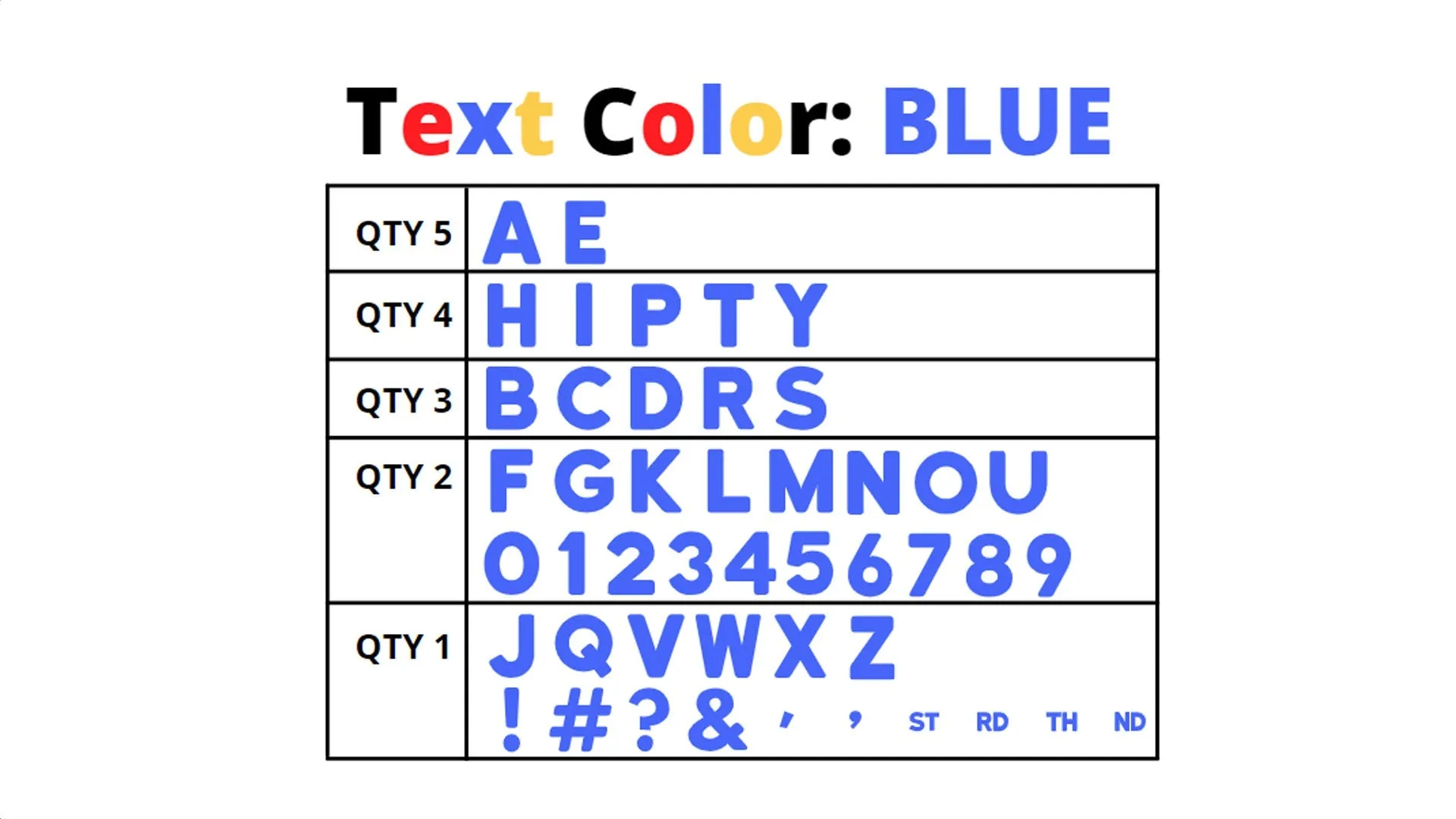 18" Tall Alphabet Kit (Regular Font) - Rental Business Kit (Y-0020)