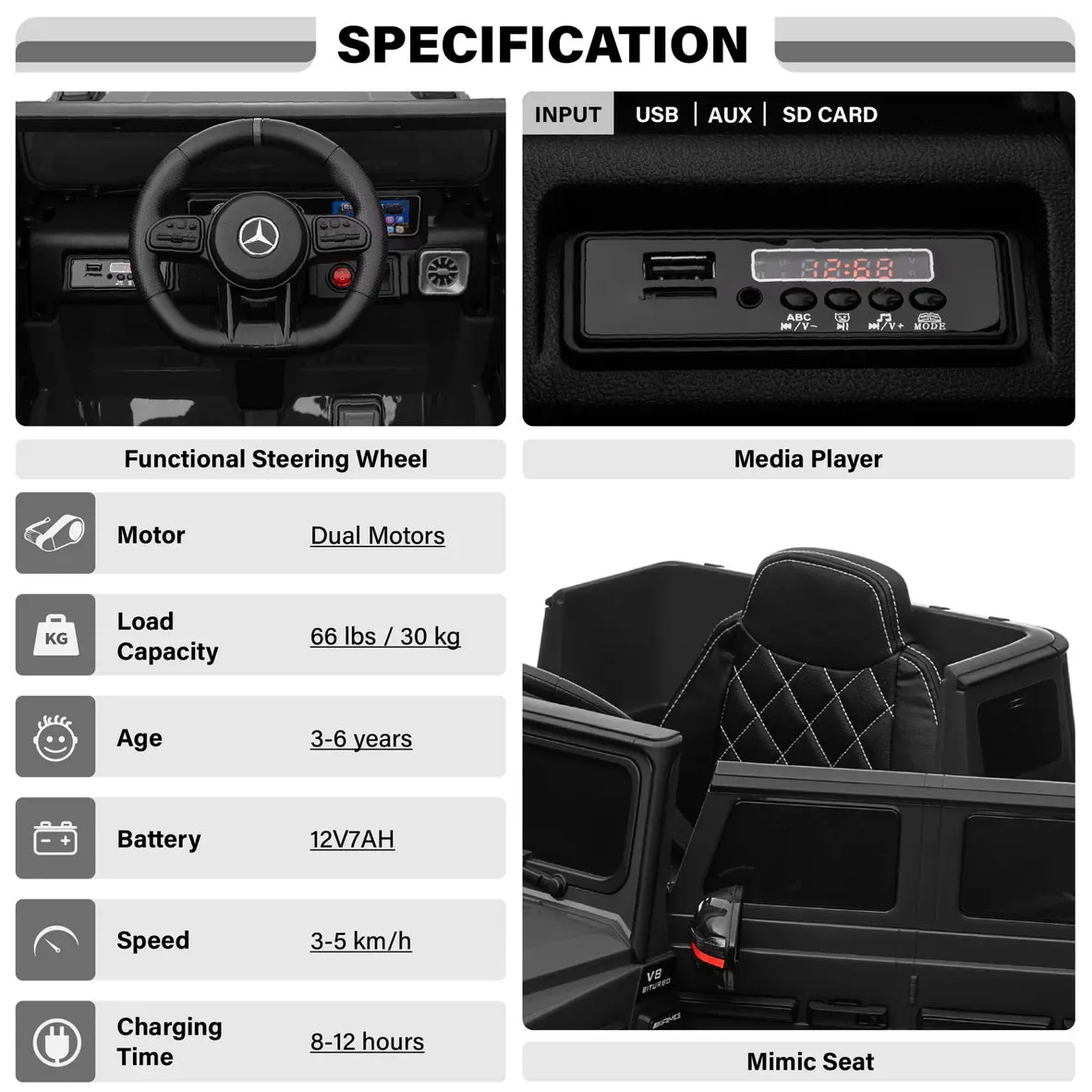 2025 Licensed Mercedes G63 AMG | High Doors | 12V | Upgraded Motors | Upgraded | Big 1 Seater Ride-On | Leather Seats | Remote