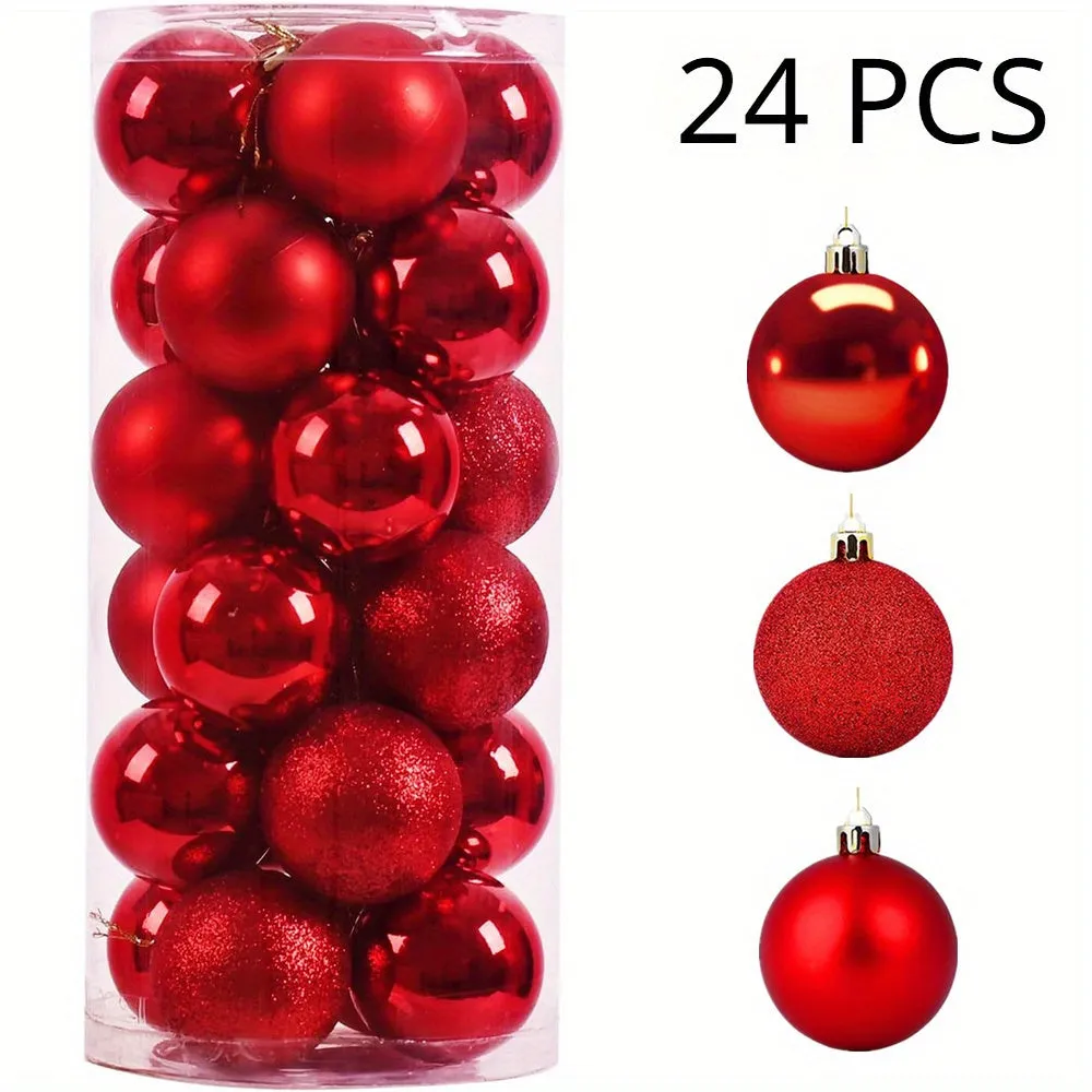 24pc Festive Hanging Ball Set for Holiday Home Decor