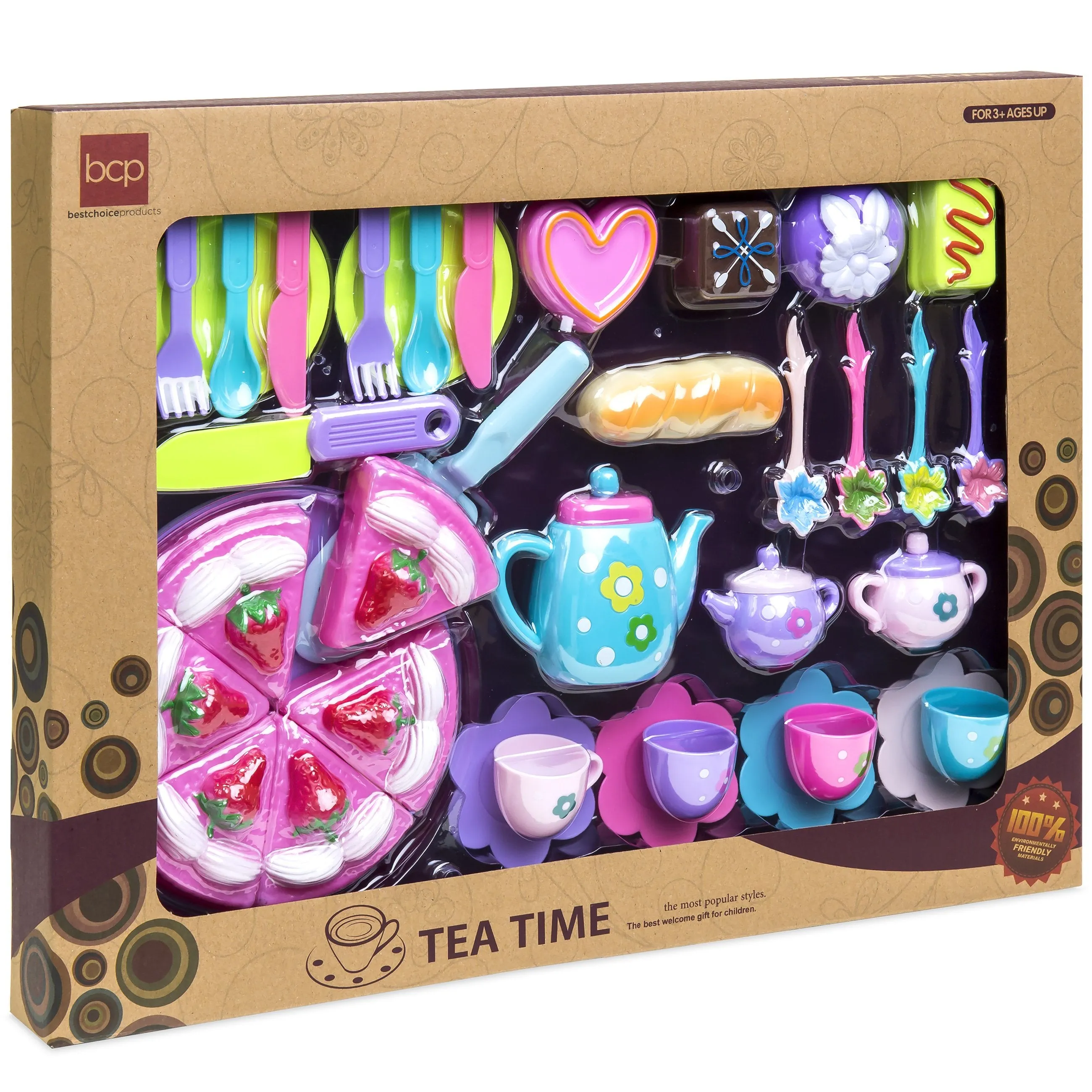 37-Piece Kids Pretend Kitchen Tea Party Play Set