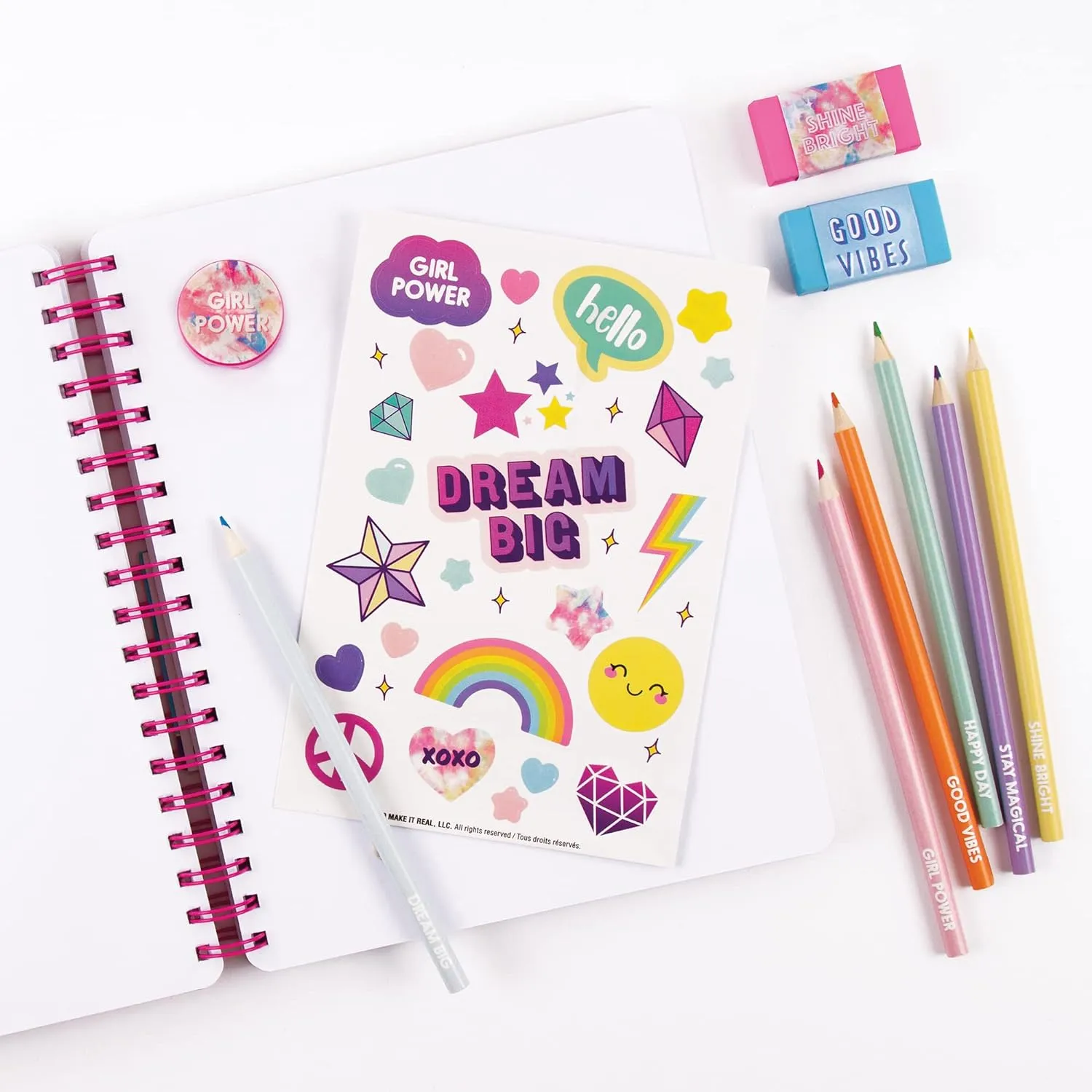 3C4G THREE CHEERS FOR GIRLS Make It Real All in One Sketching Notebook/Journal Set Pastel Tie Dye