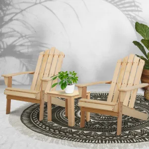 3PC Wooden Adirondack Chairs Set w/ Table, Eco Paint - Gardeon