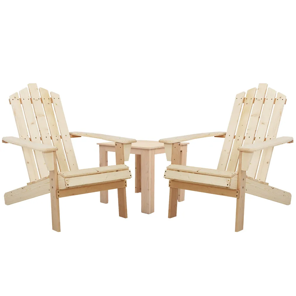 3PC Wooden Adirondack Chairs Set w/ Table, Eco Paint - Gardeon