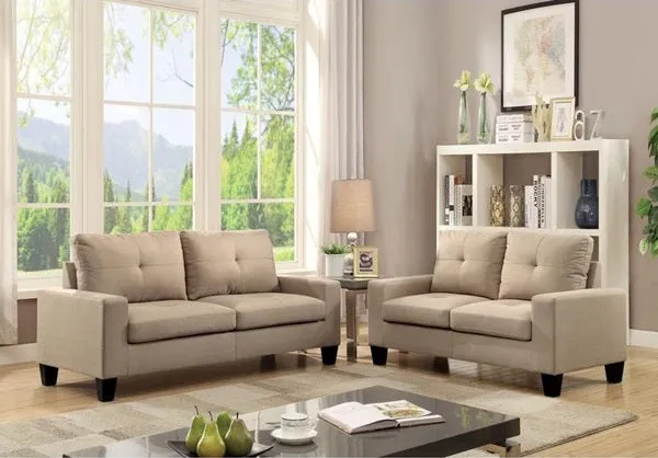 71" Beige Linen Platinum  Sofa And Loveseat