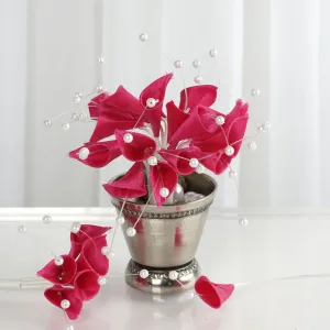 72 Poly Fushia Calla Lily Bead Flowers With Pearl Spray For Wedding Home Craft Decor