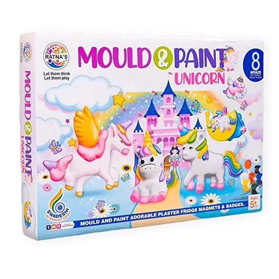 Anant | Unicorn Mould and Paint and Classic Fridge Magnets (Combo Pack) Ideal for Above 5 Years of Children