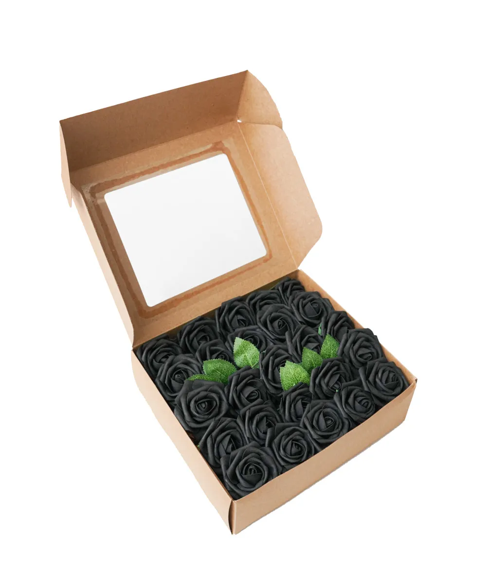 Artificial DIY Foam Rose Stems (50 pcs) - Black