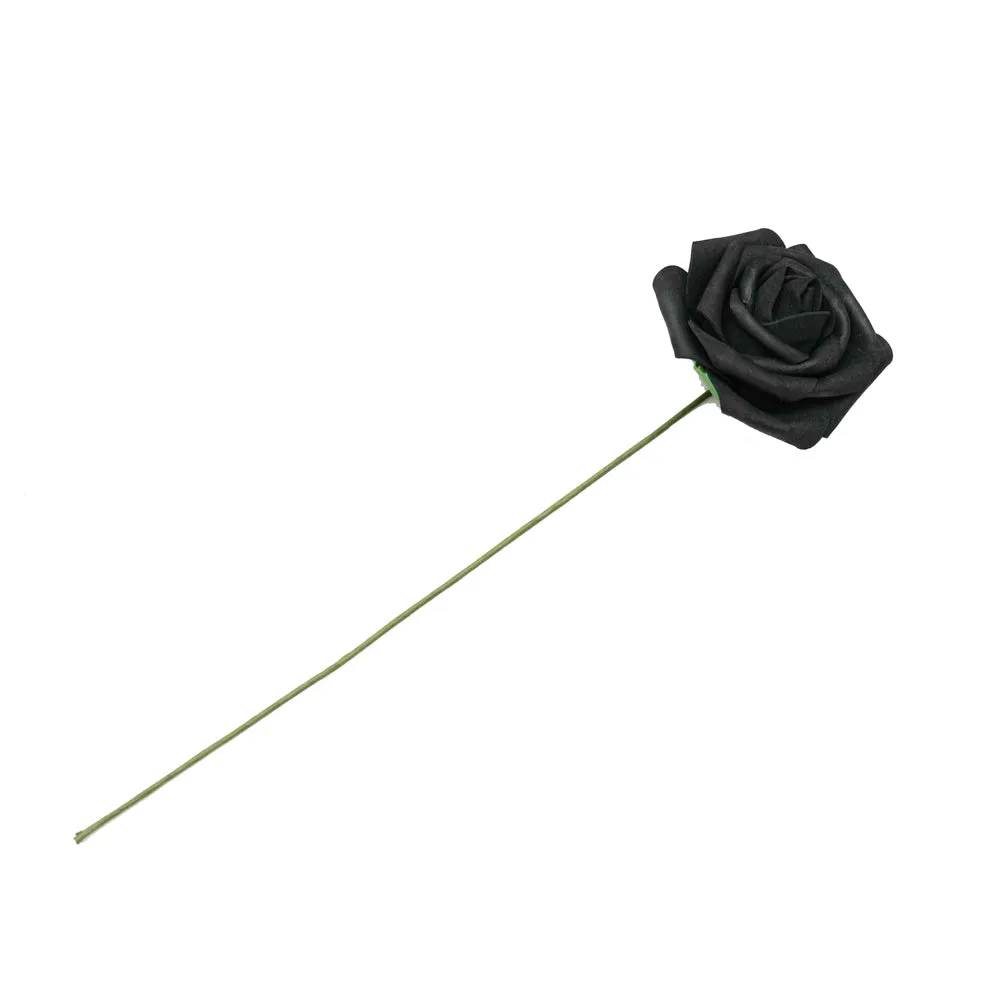 Artificial DIY Foam Rose Stems (50 pcs) - Black