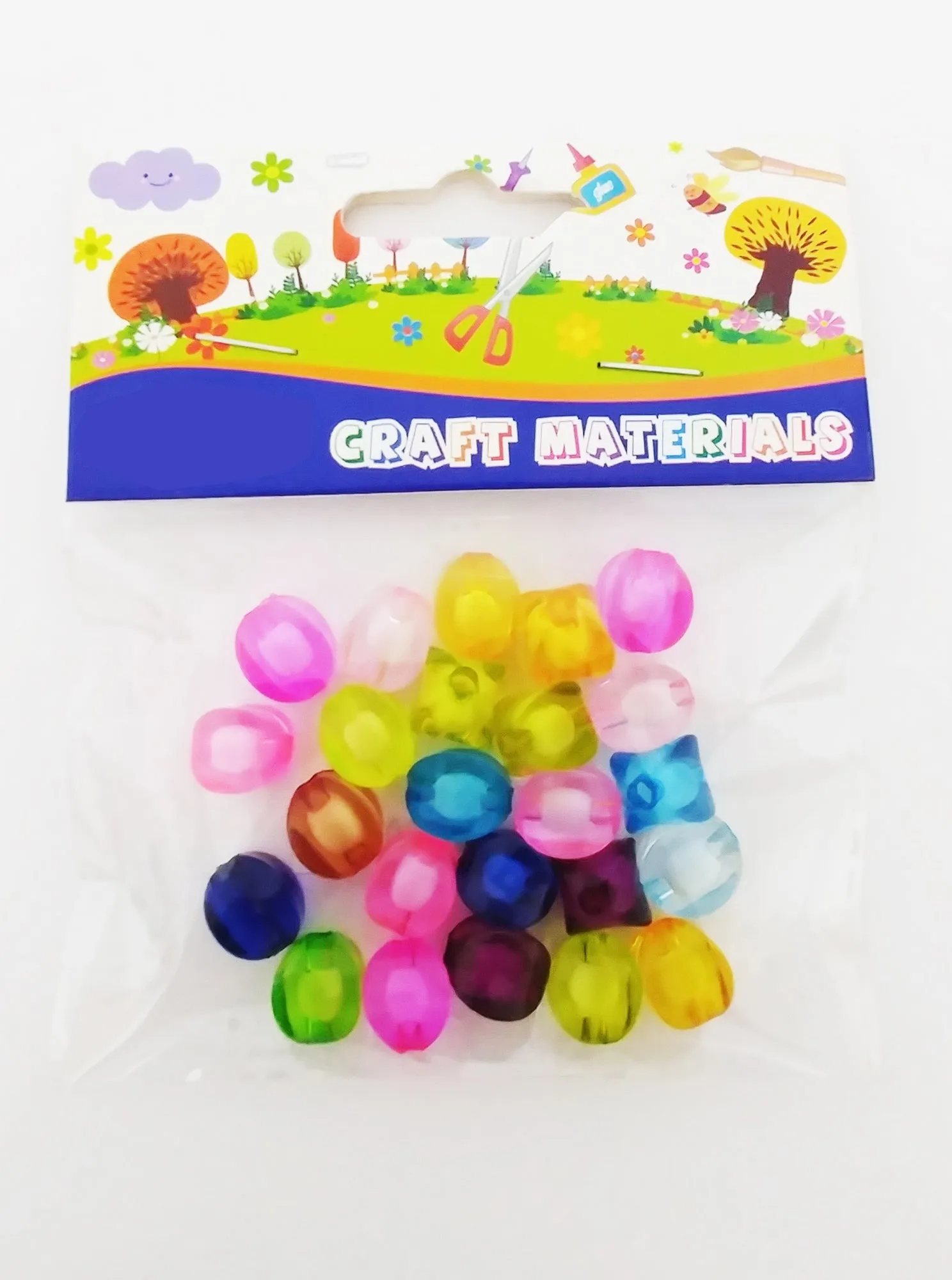 Asstd. Color Diamond Plastic Beads for Craft