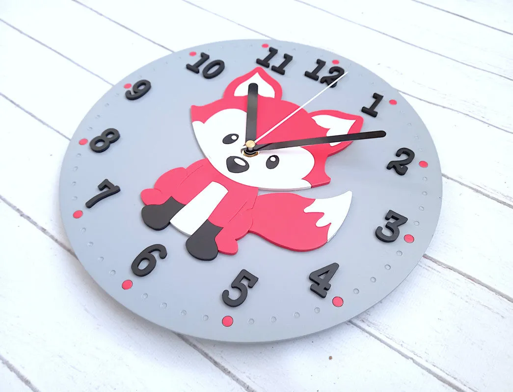 Baby Racoon Theme Kids Room Wall Clock