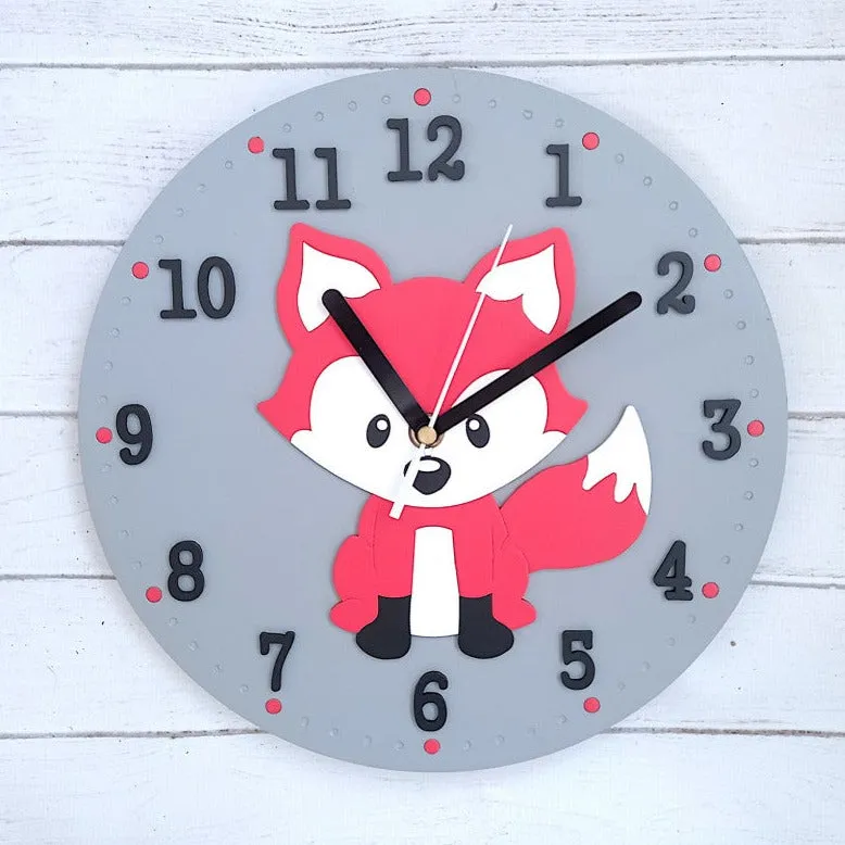 Baby Racoon Theme Kids Room Wall Clock