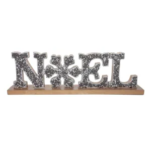 Beaded Wood Sign #Noel Table Decor in Grey & Gold