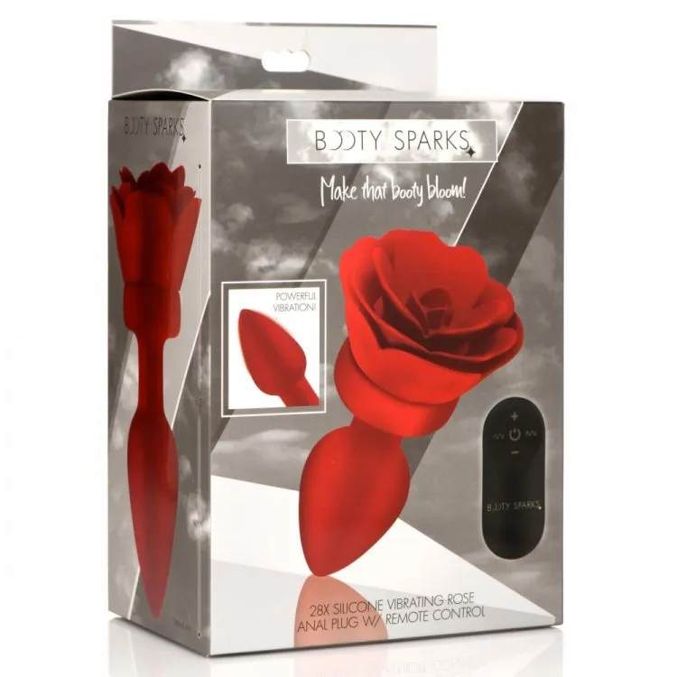 Booty Sparks 28X Silicone Vibrating Rose Anal Plug w/ Remote - Medium