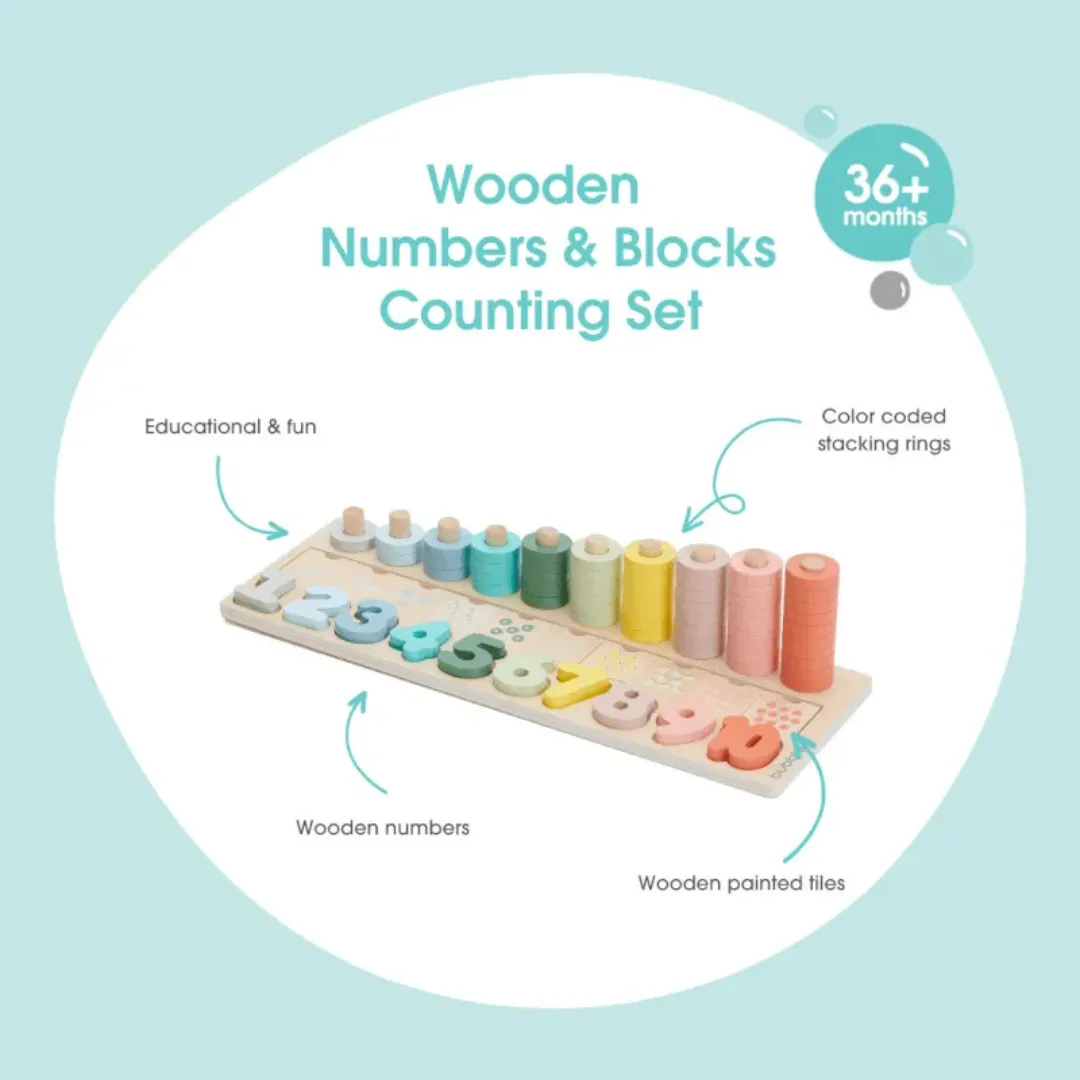 BUBBLE Wooden Numbers & Blocks Counting Set