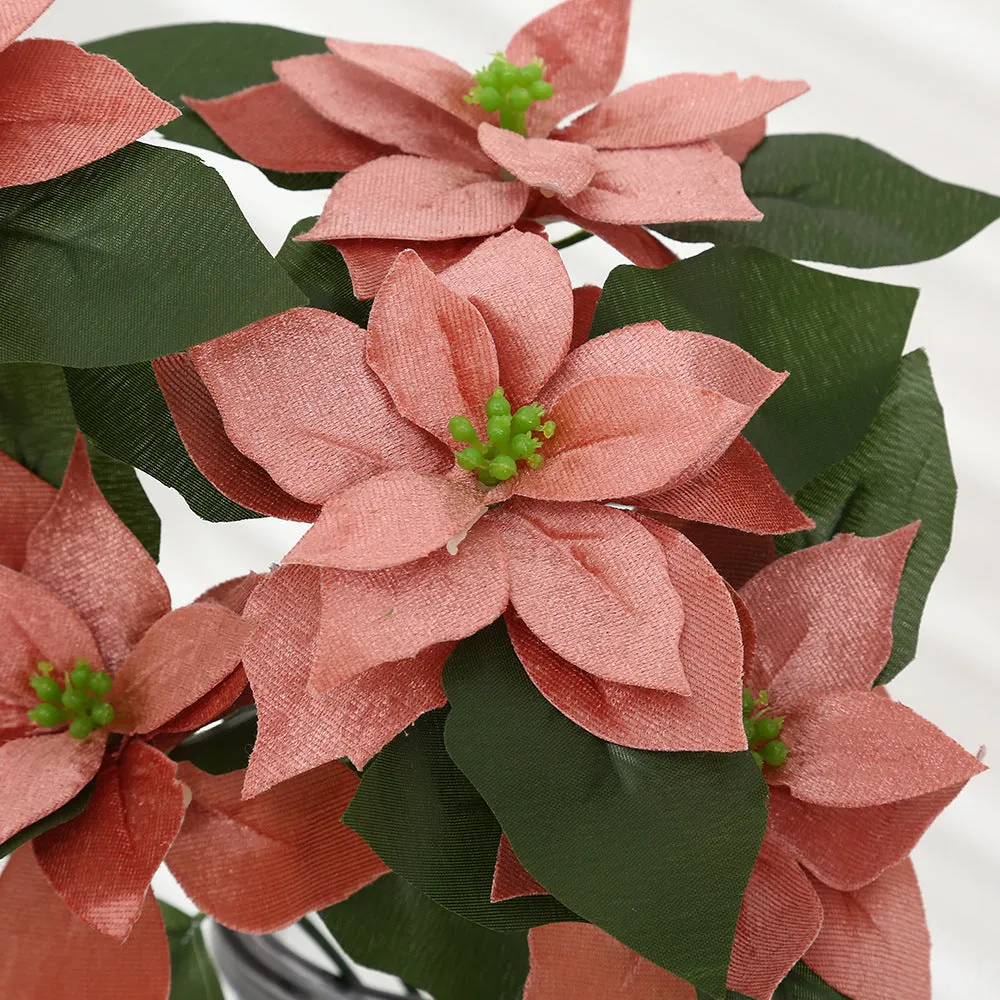 Bulk Exclusive 17 inches Tall Large Velvet Poinsettia Bush Bouquet Wholesale