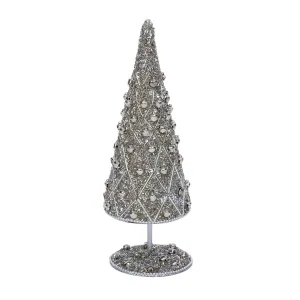 Ciao Bella Beaded Cone Christmas Tree in Silver