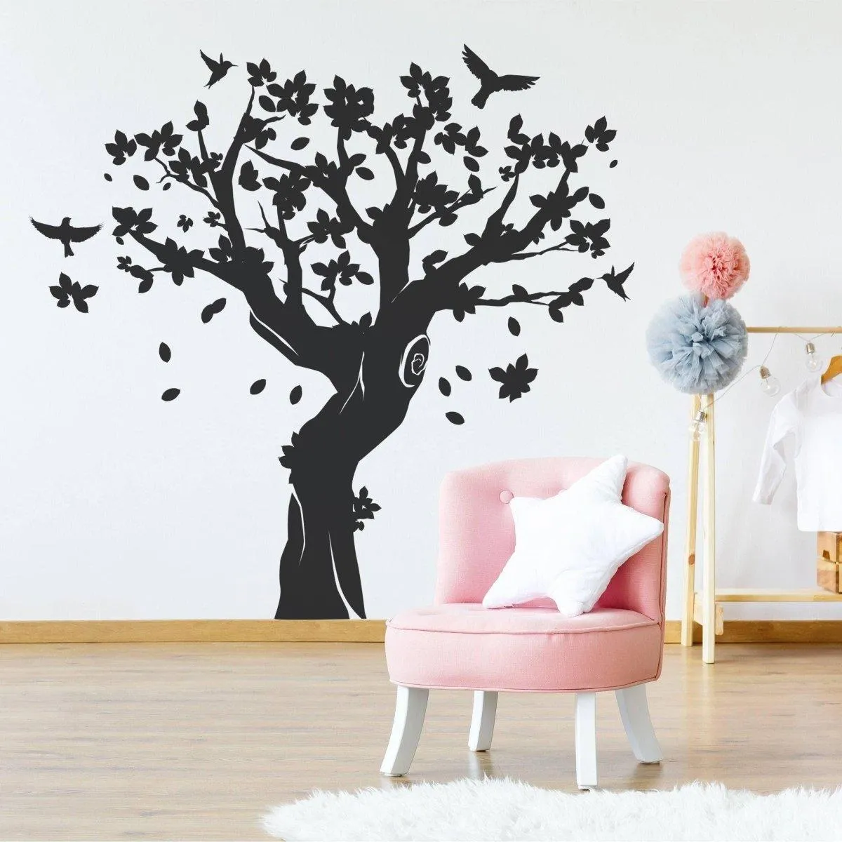 Contemporary Tree Wall Art Sticker - Decorative Vinyl Decal for Interior Design