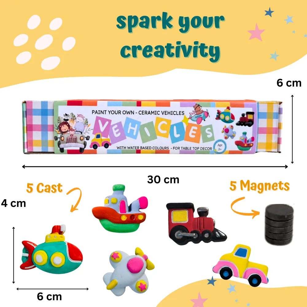 Craftopedia Paint Your Own Fridge Magnet Kit- Vehicles Magnet