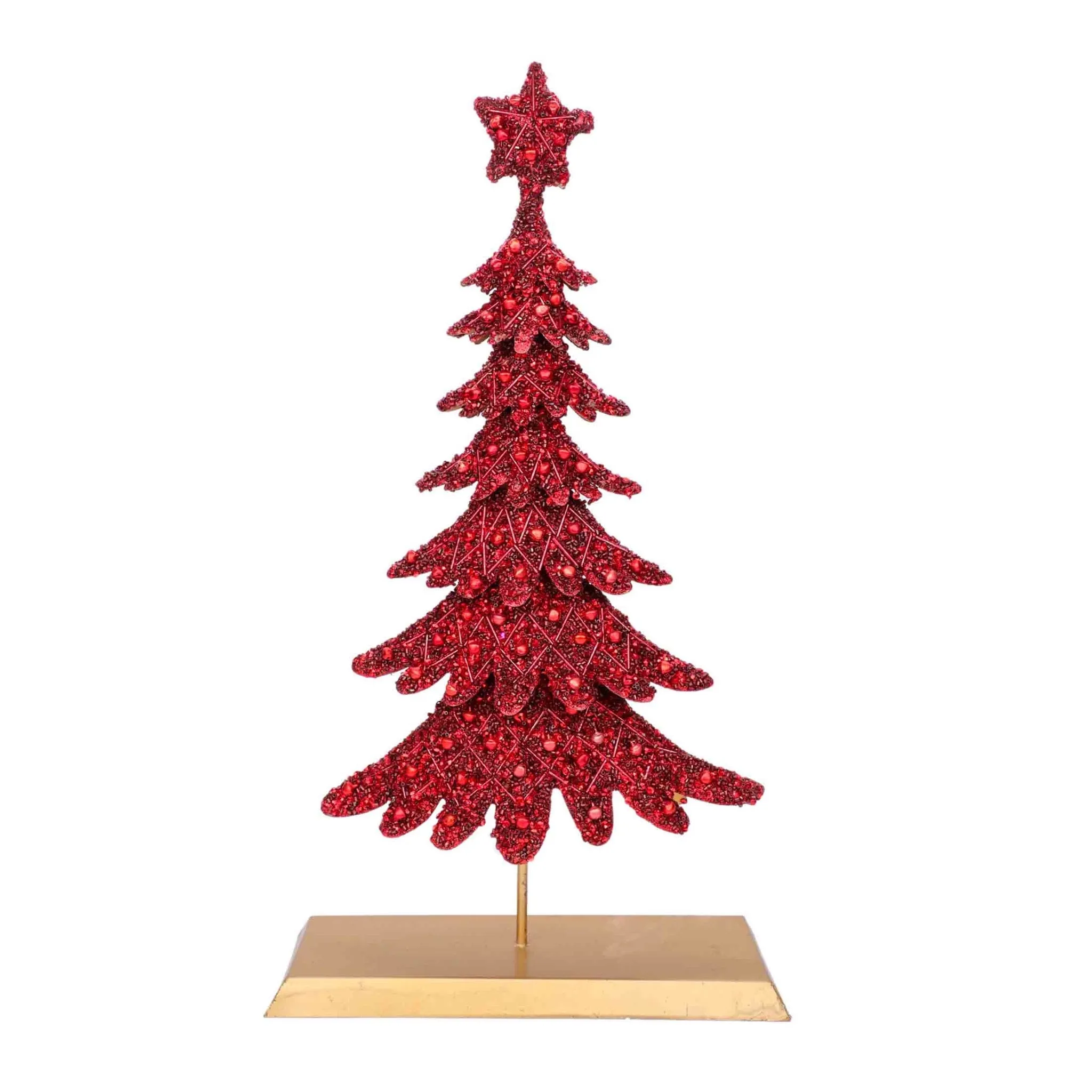 Dickens Beaded Christmas Tree in Red & Gold