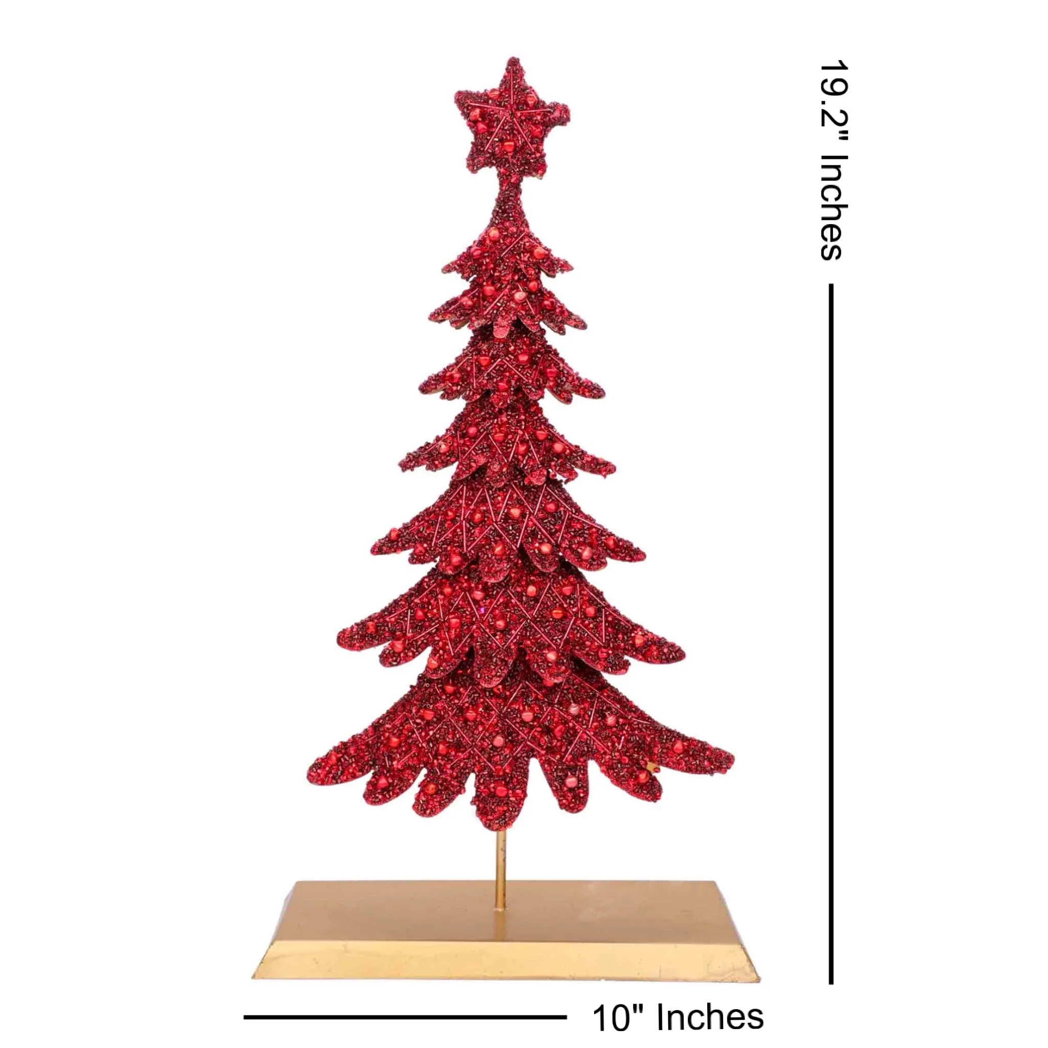 Dickens Beaded Christmas Tree in Red & Gold