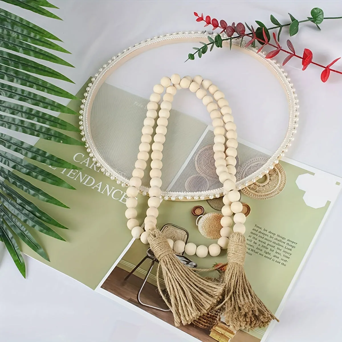 DIY Wooden Beaded Wreath Kit Country Farmhouse Decor  Gift