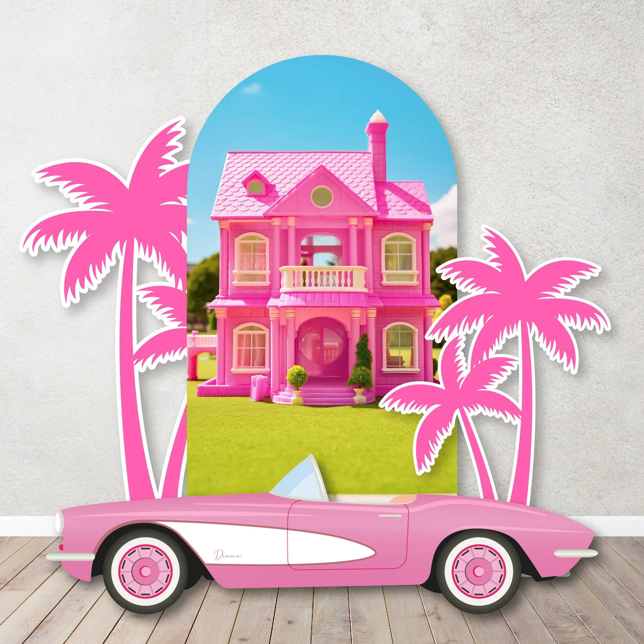 Doll Inspired  Background Doll Dream House Backdrop Malibu Beach Doll House Doll Dream House Dollhouse Props-Cut Outs. Items sold Separately