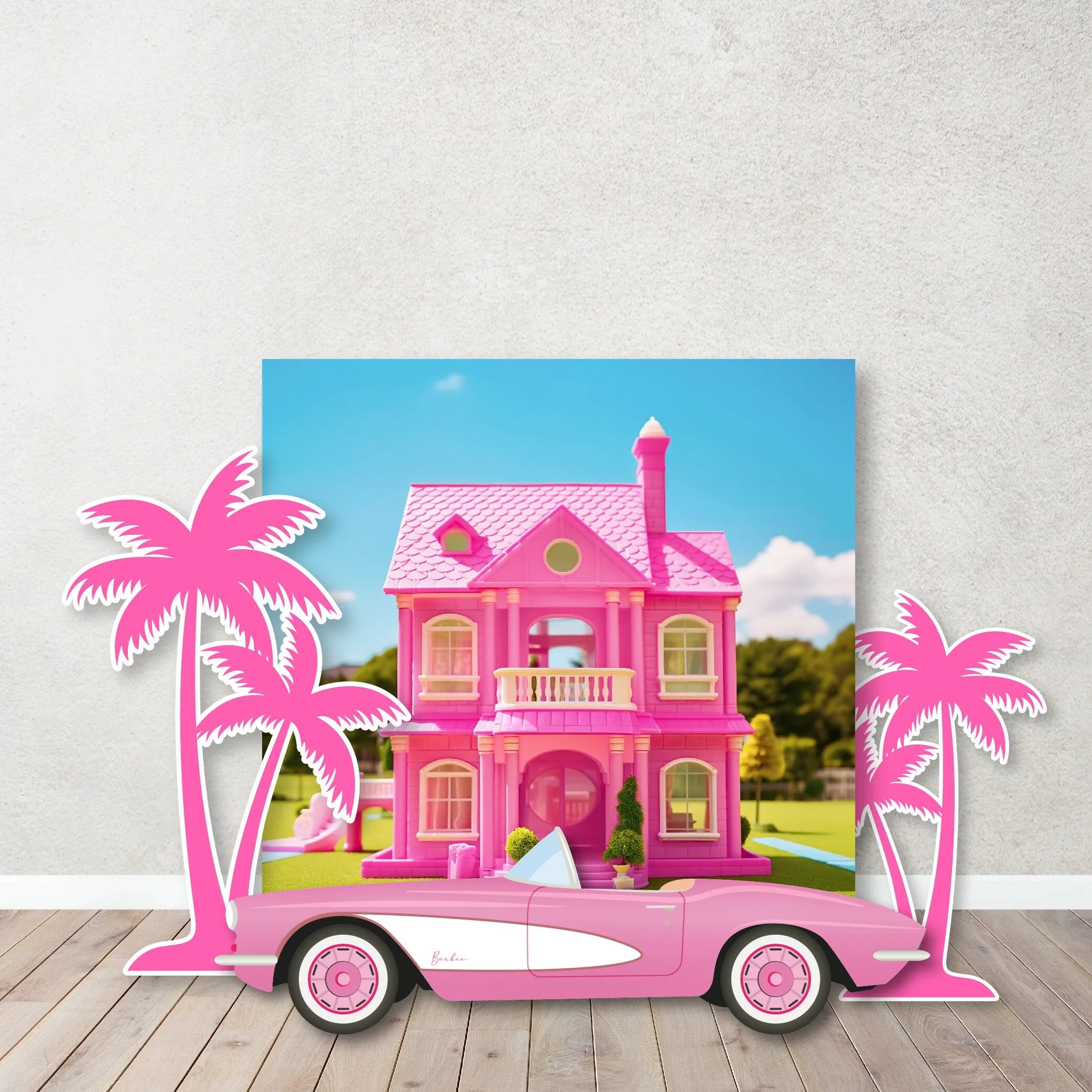 Doll Inspired  Background Doll Dream House Backdrop Malibu Beach Doll House Doll Dream House Dollhouse Props-Cut Outs. Items sold Separately