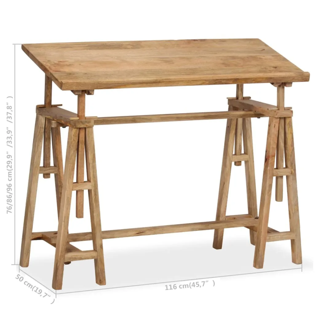 Drafting Table Solid Mango Wood 116x50x76 cm