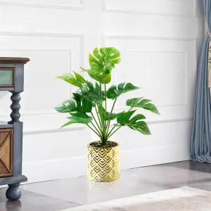 Ekhasa Monstera Artificial Plants for Home Decor with Pot (37 CM, 12 Leaves) | Fake Faux False Show Decor Indoor Plastic Small Decorative Potted Plant for Living Room, Kitchen, Bathroom