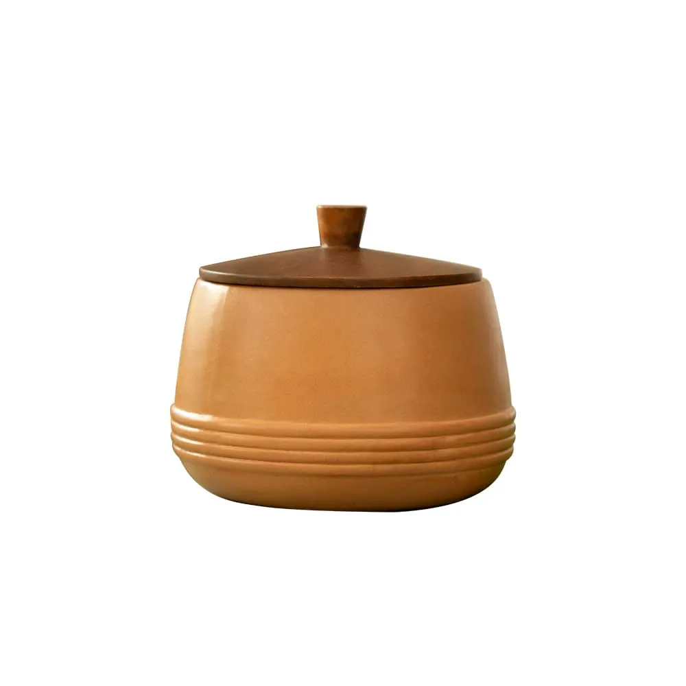 Ellementry Terracotta Biryani Handi with Wooden Lid | Dahi Mitti Handi | Traditional Curd Setter | Storage Container with Lid | Clay Pot with Lid for Cooking | Biryani Serving Pot, 1 Liter, Brown