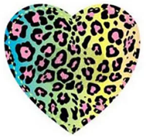 Fabric Iron On - Neon Leopard Heart