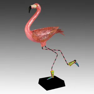 Flamingo on the Lam Handmade Ceramic Bird Sculpture by Steven McGovney