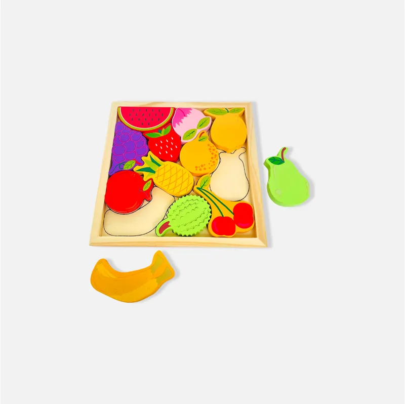 Fruits Puzzle - Wooden Square Tray With Fruits Blocks