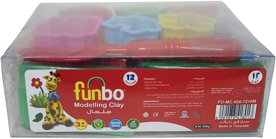 Funbo Colour Modelling Clay 600g 6 Neno Colors PP Case