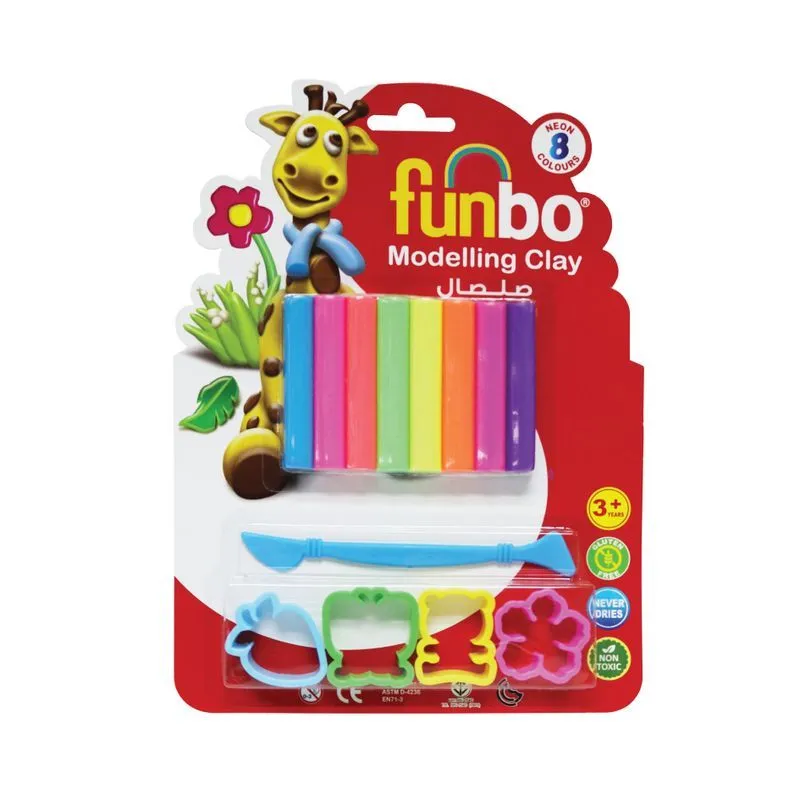 Funbo Colour Modelling Clay with 2 Mould 100g 8 Neno Colors Set