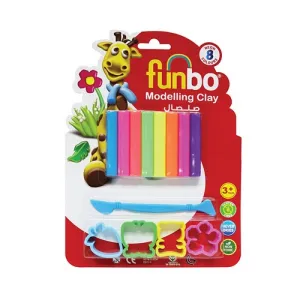 Funbo Colour Modelling Clay with 3 Mould 150g 7 Pastal Colors Set