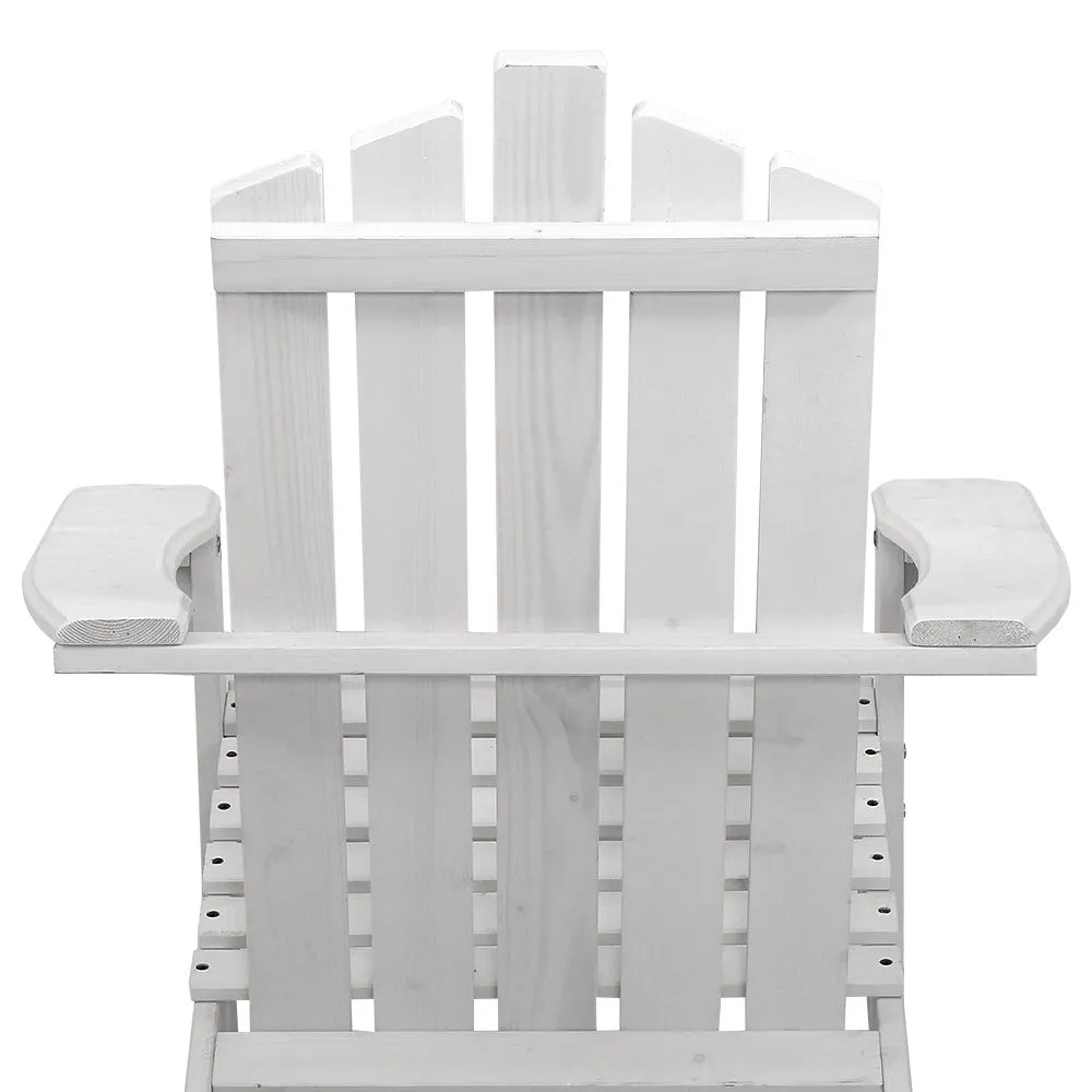 Gardeon Outdoor Sun Lounge Beach Chairs Table Setting Wooden Adirondack Patio - White