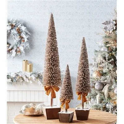 Gold-Potted Plastic Christmas Trees (Set of 3)