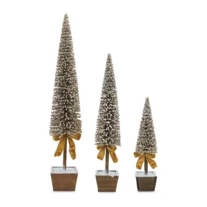 Gold-Potted Plastic Christmas Trees (Set of 3)