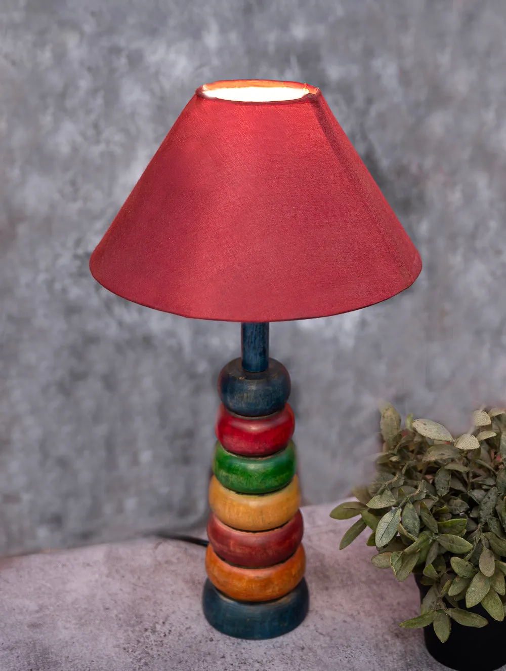 Handcrafted Wooden Table Lamp Base - Rings Of Colour