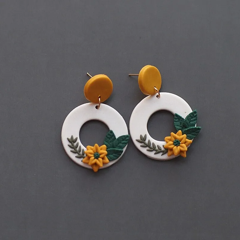 Handmade Floral Polymer Clay Earring Collection