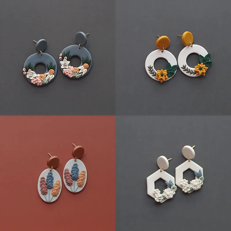 Handmade Floral Polymer Clay Earring Collection