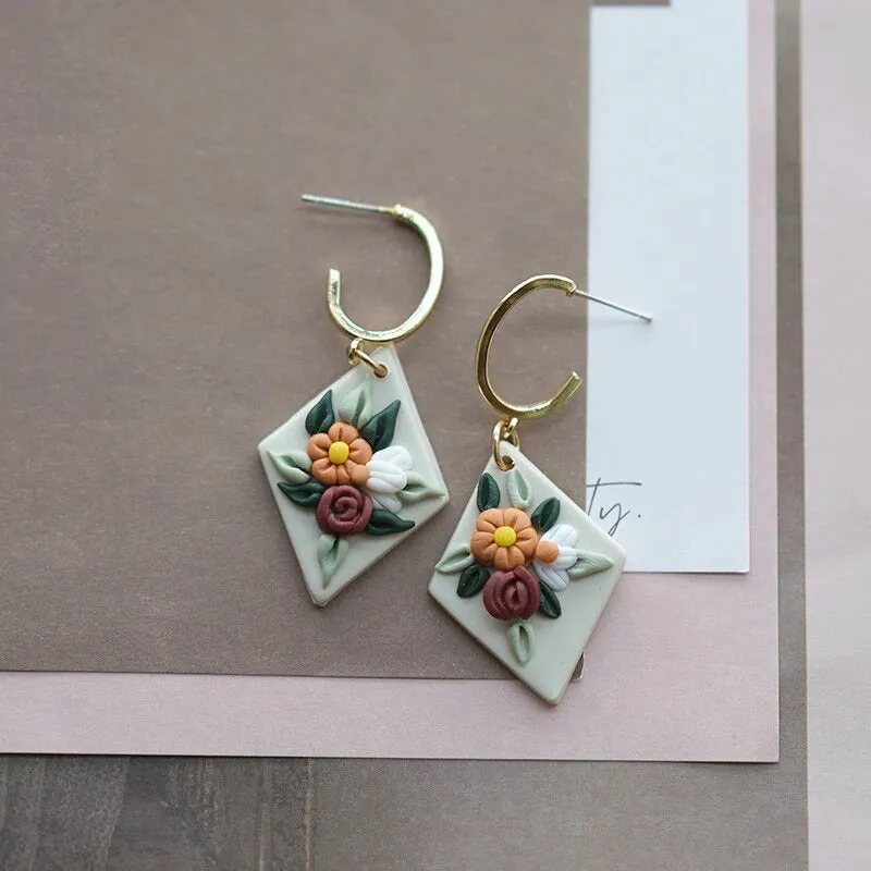 Handmade Floral Polymer Clay Earring Collection