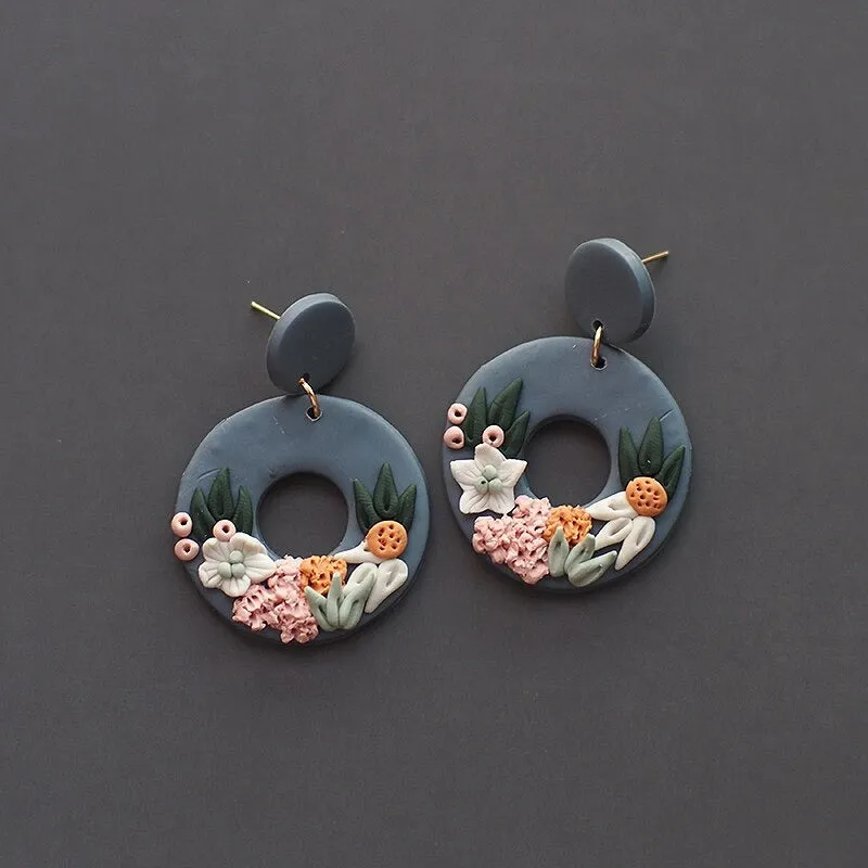 Handmade Floral Polymer Clay Earring Collection