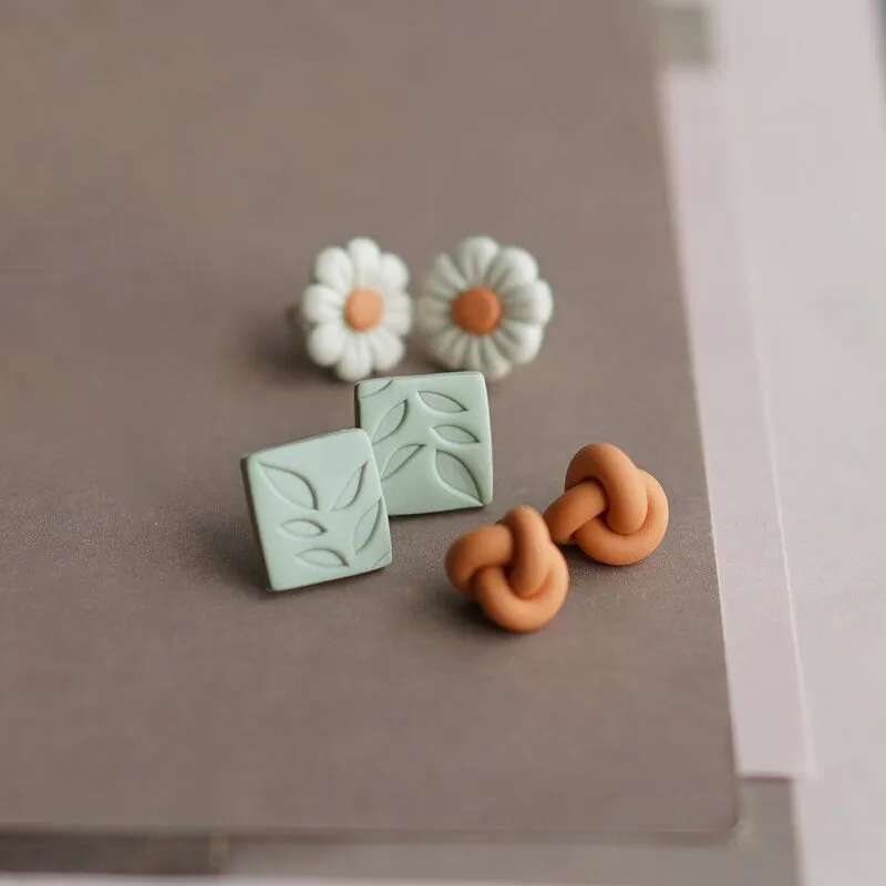 Handmade Floral Polymer Clay Earring Collection